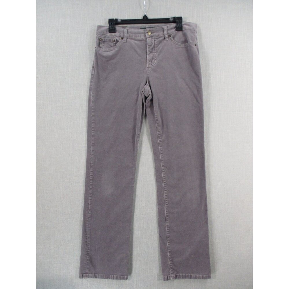 Lauren Ralph Lauren Womens Gray Corduroy Straight-Leg Pants Size 8
